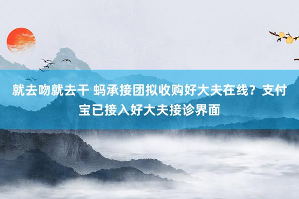 就去吻就去干 蚂承接团拟收购好大夫在线?支付宝已接入好大夫接诊界面