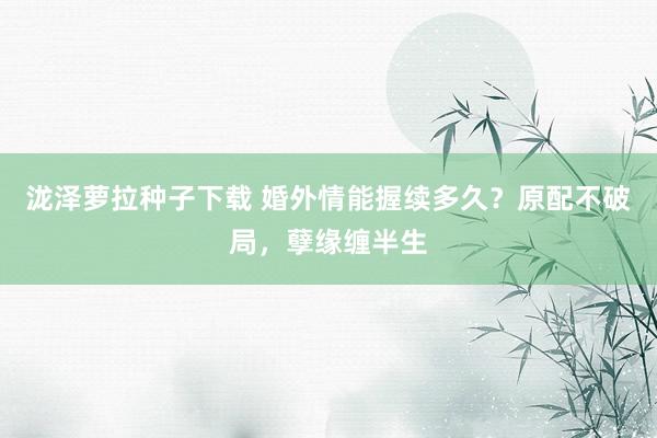 泷泽萝拉种子下载 婚外情能握续多久？原配不破局，孽缘缠半生