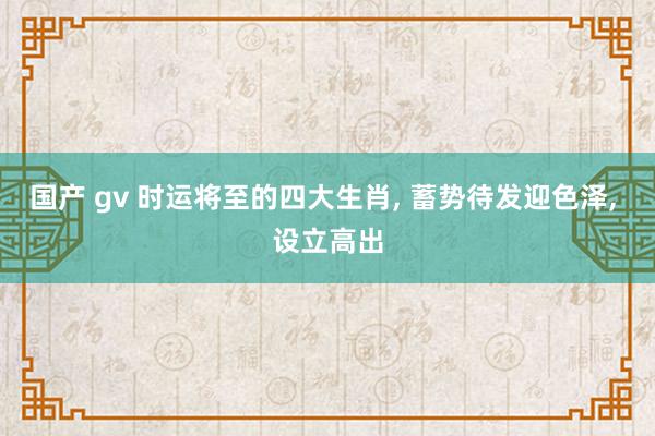 国产 gv 时运将至的四大生肖, 蓄势待发迎色泽, 设立高出