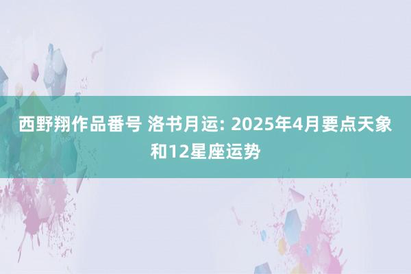西野翔作品番号 洛书月运: 2025年4月要点天象和12星座运势