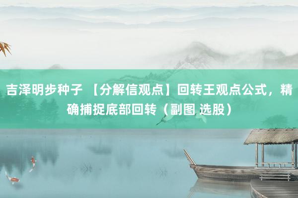 吉泽明步种子 【分解信观点】回转王观点公式,精确捕捉底部回转(副图 选股)