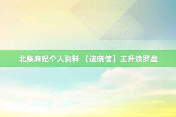 北条麻妃个人资料 【邃晓信】主升浪罗盘