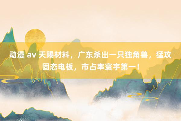 动漫 av 天赐材料,广东杀出一只独角兽,猛攻固态电板,市占率寰宇第一!